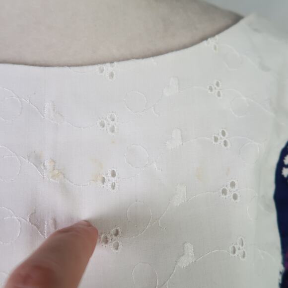 Vintage 70s Navy Blue Floral Print Muumuu Maxi Dress L - Picture 5 of 5